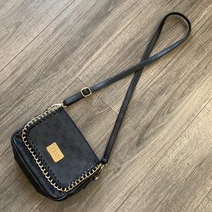 Bebe Black with Gold Accents Crossbody Purse